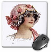 3dRose LLC 8 x 8 x 0.25 Inches Mouse Pad, Victorian Lady with Rose Lace Bonnet (mp_6283_1)