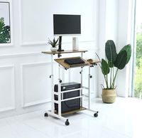 UNICOO- Rolling Laptop Cart, Height Adjustable Sit Stand Workstation, Mobile Standing Desk, Rolling Presentation Cart, Computer Workstation (Ancient Oak-U101)
