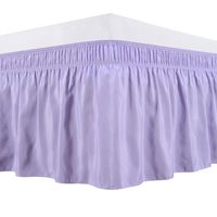 Biscaynebay Wrap Around Bed Skirts Elastic Dust Ruffles, Easy Fit Wrinkle and Fade Resistant Silky Luxrious Fabric Solid Color and Printed 15 Inch Drop (King, Lavender)