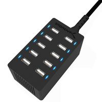 Sabrent 60 Watt (12 Amp) 10-Port [UL Certified] Family-Sized Desktop USB Rapid Charger. Smart USB Ports with Auto Detect Technology [Black] (AX-TPCS)