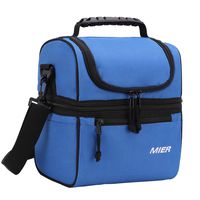 MIER 2 Compartment Lunch Bag for Men Women, Leakproof Insulated Cooler Bag for Work, School, Navy Blue