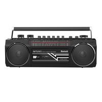 Riptunes Cassette Boombox, Retro Blueooth Boombox, Cassette Player and Recorder, AM/FM/SW-1-SW2 Radio-4-Band Radio, USB, SD, and Aux in, Black
