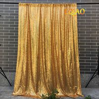 LQIAO Sequin Backdrop Curtain Sparkly Photo booth Background Photography Fabric-4x7FT Gold