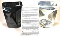 50 pk Smell Proof Mylar Bags and 50 Rx Labels, PLUS SIZE 1/8 oz Eighth Heavy Duty Ziplock 4" x 5.5" x 1.5" Stand Up Pouch. Child Resistant Heat Sealable with Iron.