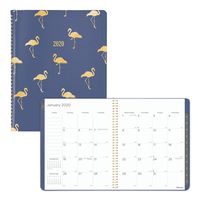 Blueline 2020 Monthly Planner, 14-Months (December 2019 to January 2021), Vicuana Cover with Flamingo Foil Stamping, Tabbed, Twin-Wire Binding, 11 x 8.5 inches, Dark Blue (C755.02-20)