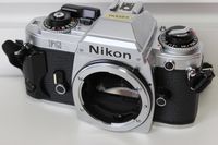 Nikon FG SLR film camera in chrome body