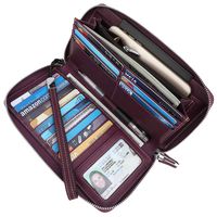 Lavemi Women's RFID Blocking Real Leather Zip Around Wallet Clutch Large Travel Purse Wristlet(Large Size Vintage Purple)