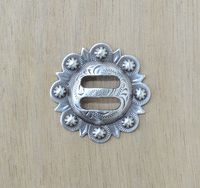 Antique Silver Round Berry Edge Slotted Concho 1 1/2"