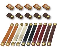 20 Pieces Leather Cable Straps Cable Organizer Cord Management Earphone Wrap Winder for USB Cable Headphone Wire, 2 Sizes