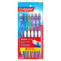 Colgate Extra Clean Full Head Toothbrush, Medium - 6 Count (Pack of 1)