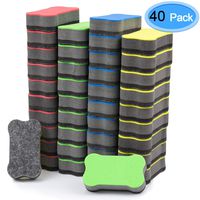 EAONE 40 Pack Magnetic Whiteboard Dry Eraser Chalkboard Cleaner Bone shaped Board Wiper for Classroom Home Office, 4 Colors (Red, Yellow, Blue, Green)