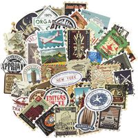 Retro Stamp Laptop Stickers for Kid, Cartoon Waterproof Vinyl Water Bottle Computer Notebook Car Skateboard Motorcycle Bicycle Luggage Guitar Bike Decal 50Pcs Pack