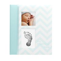 Pearhead Chevron Baby Memory Book with Clean-Touch Ink Pad Included, Teal - A Perfect Gift for Expecting Parents