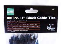 Storehouse Cable Ties Multi purpose Zip Tie Wrap Cord Organizer Black or White ((100pc) 11in, Black)