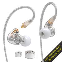 Tennmak Pro Dual Dynamic Driver Professional Sport In Ear Detachable Earphone , MMCX Earphone with 4 driver inside - - Silver