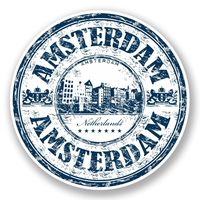 2 x 10cm/100mm Amsterdam Netherlands Vinyl SELF ADHESIVE STICKER Decal Laptop Travel Luggage Car iPad Sign Fun #5910