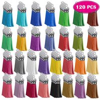 Paxcoo 120Pcs Keychain Tassels Acrylic Keychain Blanks Keychain Rings Bulk for DIY Keychain Key Rings Craft Supplies