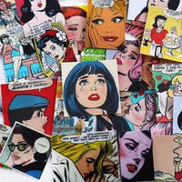 54pcs Retro Junk Pop Wind Stickers for Luggage Laptop Decal Skateboard Stickers Moto Bicycle Car Guitar Fridge Sticker