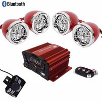 4 Channels UTV ATV Anti-Theft Bluetooth Amplifier Sound System Hand-Free Speakers FM USB Audio System Stereo Remote Control Anti-Theft Police Guard-Alarm 4X 3 Inch Speakers