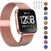 Fitlink Metal Bands Compatible for Fitbit Versa/Versa Lite Edition/Versa 2 Smart Watch for Women and Men,Small and Large, Multi-Color (Royal Gold,Large)