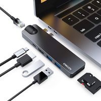 ENKLEN USB C Hub MacBook Adapter 7-in-2 Type C Dongle with 4K HDMI, Thunderbolt 3 PD Charging, 2 USB 3.1, RJ45 Ethernet & Micro/SD Card Reader for MacBook Pro 2019/2018-2016, MacBook Air 2019/2018