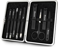 Nylea 9pcs Manicure Set [Tweezers & Nail Clippers] Stainless Steel Pedicure Scissors, Toenails Cuticle Cutter Clipper Fingernails Grooming Kit for Men & Women Eyebrows Facial Hair [Free Leather Case]