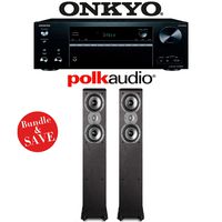 Onkyo TX-NR676 7.2-Channel 4K Network A/V Receiver + (1) Pair of Polk Audio TSi 300 Floorstanding Loudspeakers - Bundle