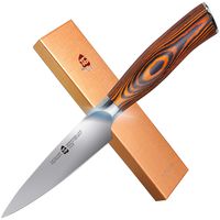 TUO Cutlery Paring Knife - Small Kitchen Knife - Fruit Knife 3.5-inch German Steel with Pakkawood Handle with Case - 4" - Fiery Series