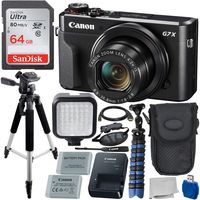 Canon PowerShot G7 X Mark II Digital Camera Deluxe Bundle Includes - 12" Gripster, Point N Shoot Case, Sandisk 64GB Ultra Memory Card, 57" Tripod, NB-13L Battery and More