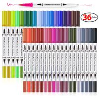 36 Colors Art Markers, Ohuhu Dual Tips Coloring Brush Marker Fineliner Color Pens, Water Based Marker for Calligraphy Drawing Sketching Coloring Book Bullet Journal Valentine's Day Back To School Gift