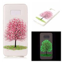 Luminous Case for Samsung Galaxy S8 Plus,Aoucase Soft Silicone TPU Flexible Shockproof Scratchproof Bumper Glow The Dark Cover Shell with Black Dual-use Stylus,Cherry Blossoms