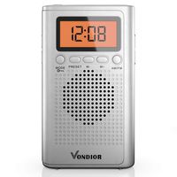 AM FM Battery Radio - Best Reception and Longest Lasting. AM FM Compact Radio Player Operated by 2 AAA Battery, Stereo Headphone Socket (Silver,Orange), by Vondior