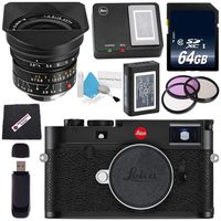 Leica M10 Digital Rangefinder Camera (Black) + Leica Super-Elmar-M 18mm f/3.8 ASPH. Lens + 77mm 3 Piece Filter Kit + 64GB SDXC Card + Card Reader + Microfiber Cloth Bundle