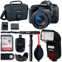 Canon EOS 77D Digital SLR Camera with Canon EF-S 18-135mm f/3.5-5.6 is USM Lens + Accessory Bundle (10 Items)