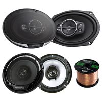 2 Pair Car Speaker Package of 2X Kenwood KFC-6995PS 1300-Watt 6x9 5-Way Performance Series Flush Mount Coaxial Speakers + 2X KFC-1665S 6 1/2" Inch 2-Way Audio Speaker + Enrock 16g 50 Ft Speaker Wire