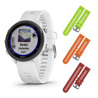 Garmin Forerunner 245 GPS Running Smartwatch with Included Wearable4U 3 Straps Bundle (White Music 010-02120-21, Lime/Orange/Red)