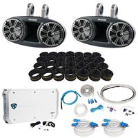 Kicker 41KMT674 6-3/4" 6.75" 300W Marine Wakeboard Tower Speakers+6-Ch Amplifier
