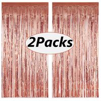 2PCS Rose Gold Foil Fringe Curtains Photo Backdrop,3ft x 8.3ft Metallic Tinsel Curtains for Birthday Wedding Engagement Bachelorette Party Bridal Shower Baby Shower Decorations Favors Supplies
