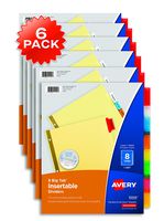 Avery 8-Tab Binder Dividers, Insertable Multicolor Big Tabs, 6 Sets (11111)