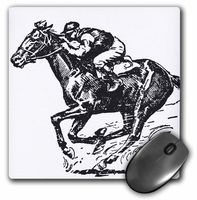3dRose LLC 8 X 8 X 0.25 Inches Jocky and Horse Racing Mouse Pad (mp_26013_1)