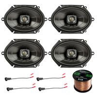 4X Polk 5x7 225W 2-Way Car/Boat Coaxial Audio Marine Speakers, 4X Enrock 16 Gauge Speaker Harness Adapter W/Red Bullet for Select Ford Vehicles 1998-UP, Enrock Audio 16-Gauge 50 Foot Speaker Wire