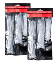 Set of 200 Nylon Cable Ties 3 Assorted Sizes White (200 Count)