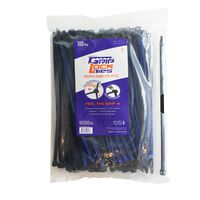 GRIPLOCKTIES, Releasable, Re-Usable, Zip Ties, Industrial Grade, Extra Grip, Rubber Lined, Durable, 12 Inches Long (100, Blue)