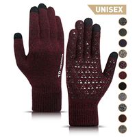 TRENDOUX Womens Gloves, Winter Glove for Men - Touch Screen Fingers - Non-Slip Grip - Thermal Liner - Elastic Cuff - Stretchy Material - Hands Warm in Cold Weather - Running Driving - Black Red - M