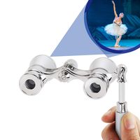 Aomekie Opera Glasses Binoculars 3X25 Lorgnette Theater Glasses Mini Binocular Compact with Handle for Adults Kids Women in Musical Concert（Silver）