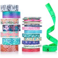 Cute Washi Tape Set with 3 sizes | 15mm 8mm and 3mm Wide Skinny and Thin | Decorative Holiday Craft Tape | Colorful Tape | Floral Japanese Pastel Seasonal Art | Bujo Supplies | Scrapbook Tape 21 Rolls