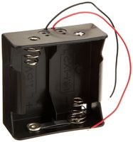 Ajax Scientific Battery Holder with Lead Wire, 2x D Cell (Pack of 5)