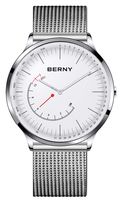 BERNY Hybrid Smart Watch Couple Watch for Men and Women, Pedometer Calories Monitor Fitness Tracker with SOS Function, Compatible with iPhone and Android (Silver, Male)