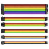 IBEST IMPETUS Sleeved Cable Extensions Kit by Meishi Sleeved PSU Cables ATX Sleeved Cable Extension Cable Kit 300mm Length 24P,4+4P,(6+2) PCI-E Extension Cable with Black Combs