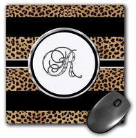 3D Rose"Elegant Cheetah Animal Print Monogram Letter R" Matte Finish Mouse Pad - 8 x 8" - mp_180687_1
